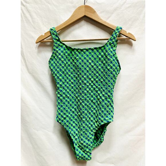 Vinrafe Jantzen 10 green plaid one piece swimsuit